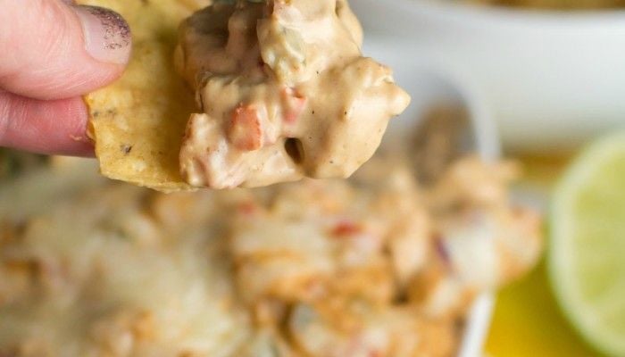 This easy fajita chicken cheese dip goes great with organic margaritas!