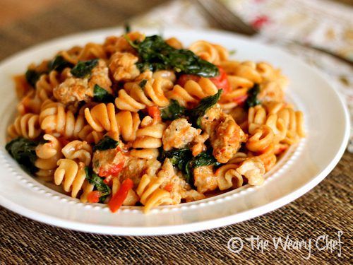 Skillet Sausage Pasta with Spinach - Restaurant quality dinner in 30 minutes! | The Weary Chef #pasta