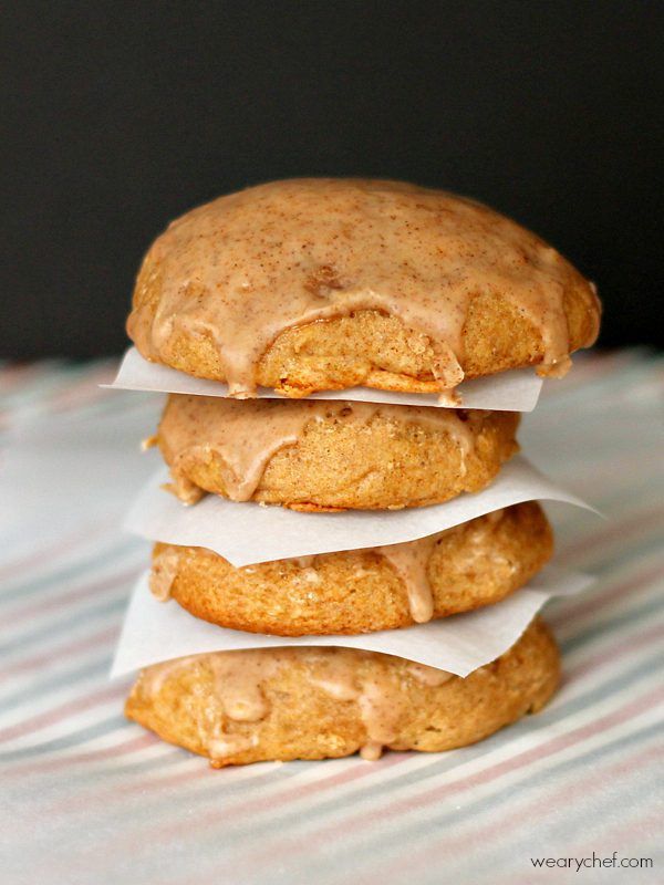 Banana Spice Cake Mix Cookies with Cinnamon Glaze #easy #cookies