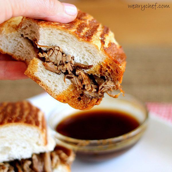 Dipping sauce, hands-off cooking, great leftovers: These are all reasons to love these tasty Slow Cooker French Dip Sandwiches. #slowcooker #crockpot #frenchdip #beef #sandwich #aujus