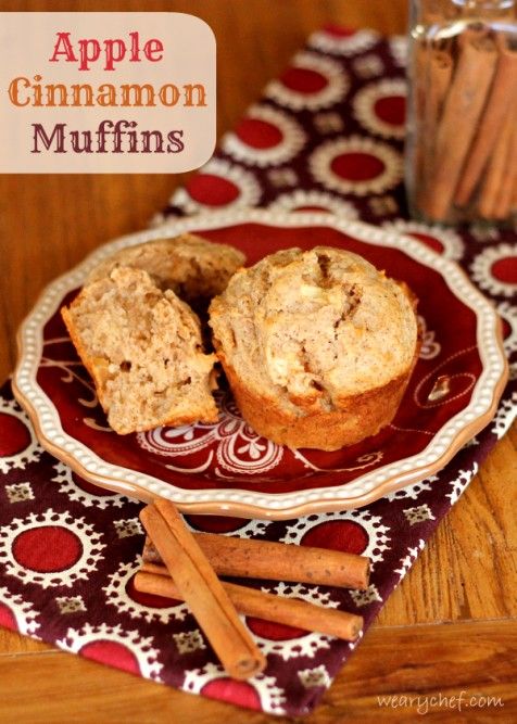 Apple Cinnamon Sour Cream Muffins - These moist, low sugar muffins are a healthy, delicious start to your day!