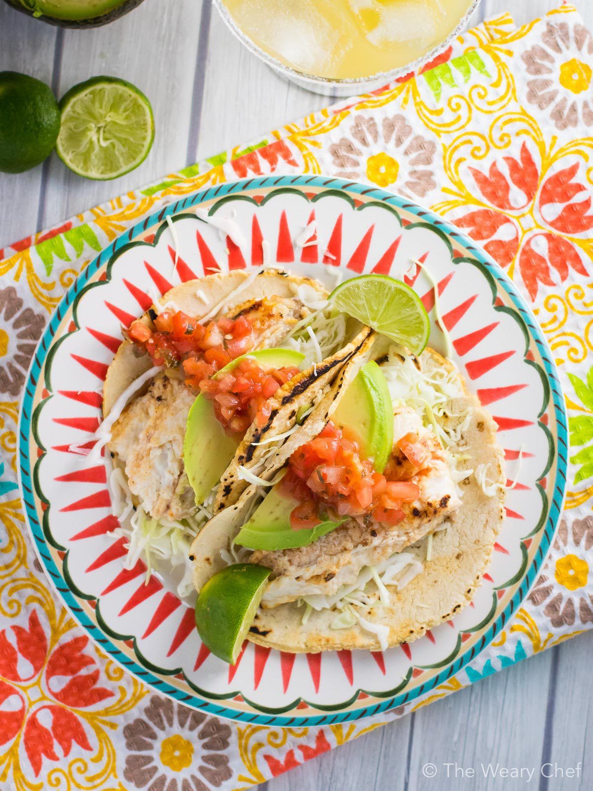 You won't believe that these tart, spicy fish tacos are on the table in about 15 minutes!