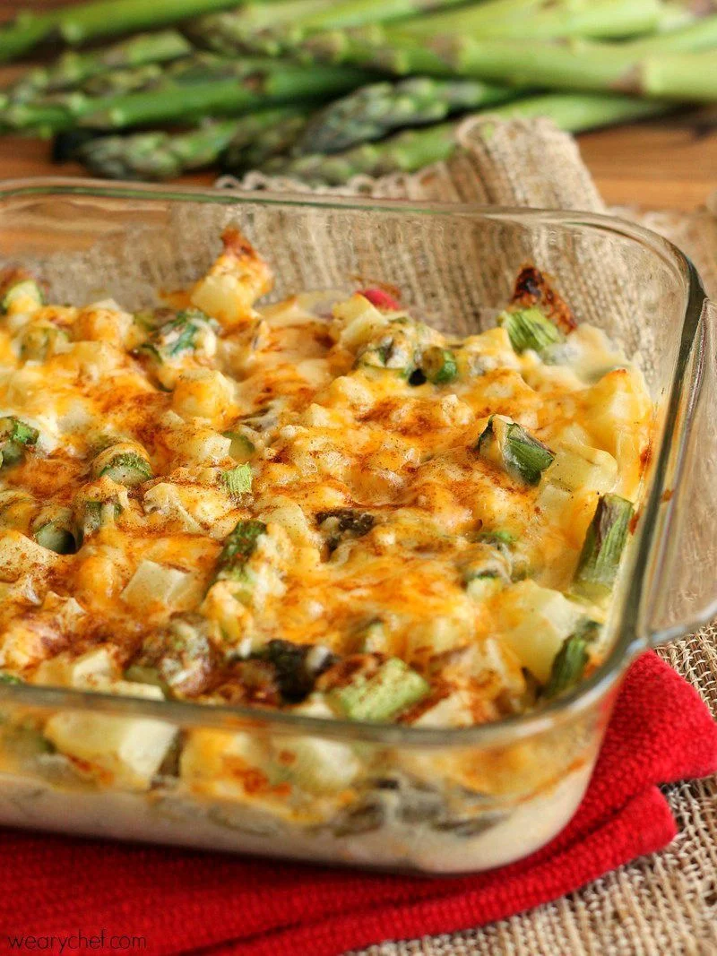 Cheesy Asparagus and Potato Casserole - The Weary Chef