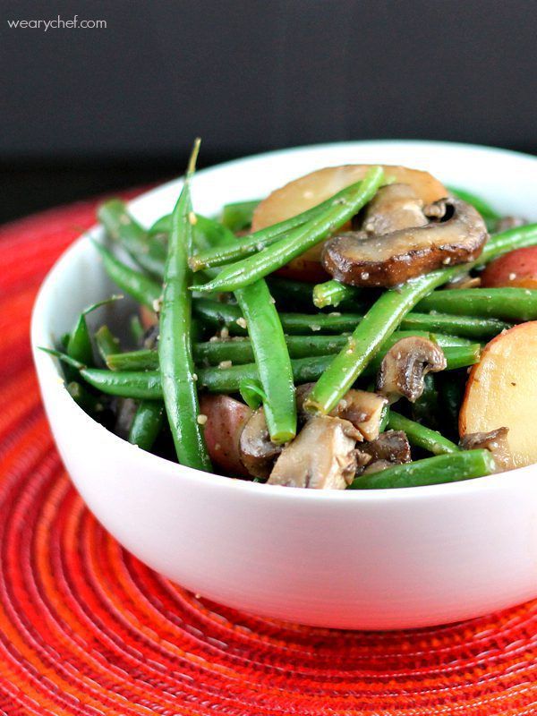 Garlic Green Beans with Mushrooms and Potatoes