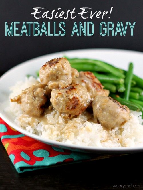 Easiest Ever Meatballs and Gravy - You only need 6 ingredients and 20 minutes for this delicious dinner! #meatballs #easy