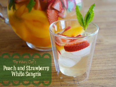 Peach and Strawberry White Sangria - Simple, easy, perfect summer drink! by @wearychef #sangria #wine #cocktail