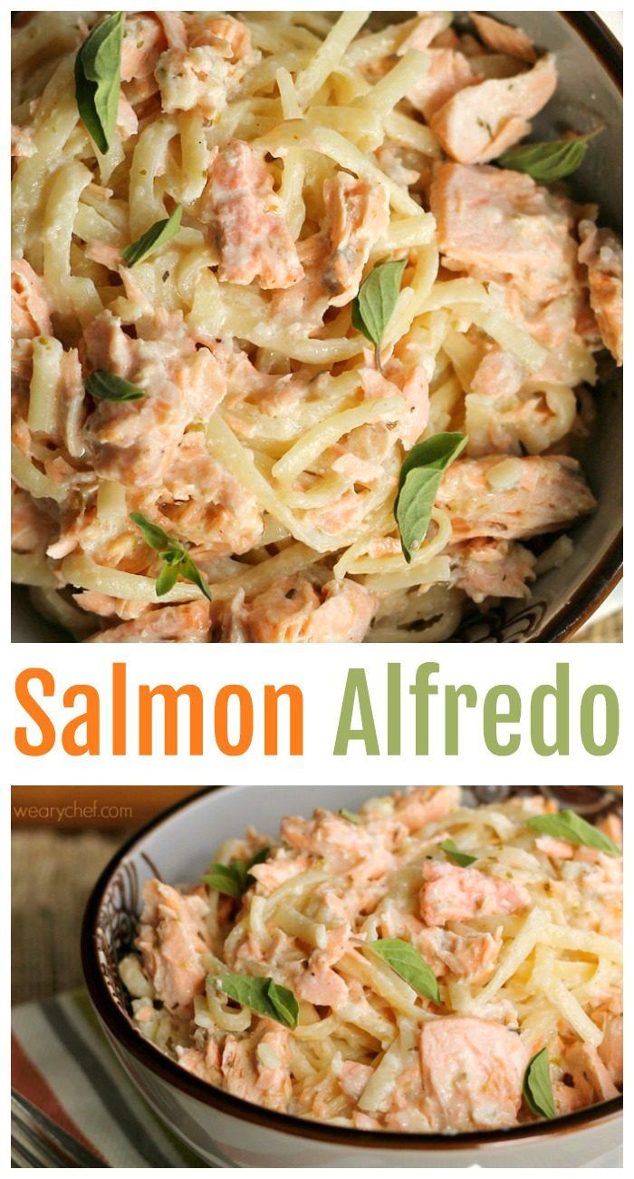 The rich flavor of the fish makes this scrumptious Salmon Alfredo seem more decadent than it really is. Perfect for guests or busy weeknight nights! #salmon #alfredo #pasta