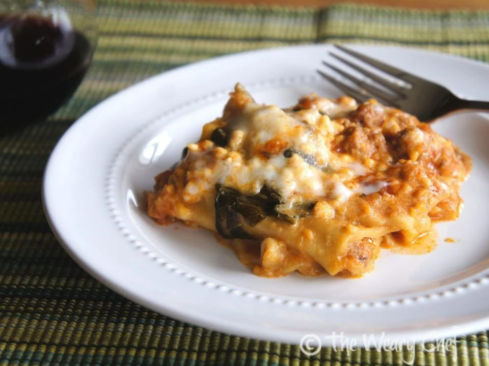 Slow Cooker Lasagna {with turkey sausage and spinach}