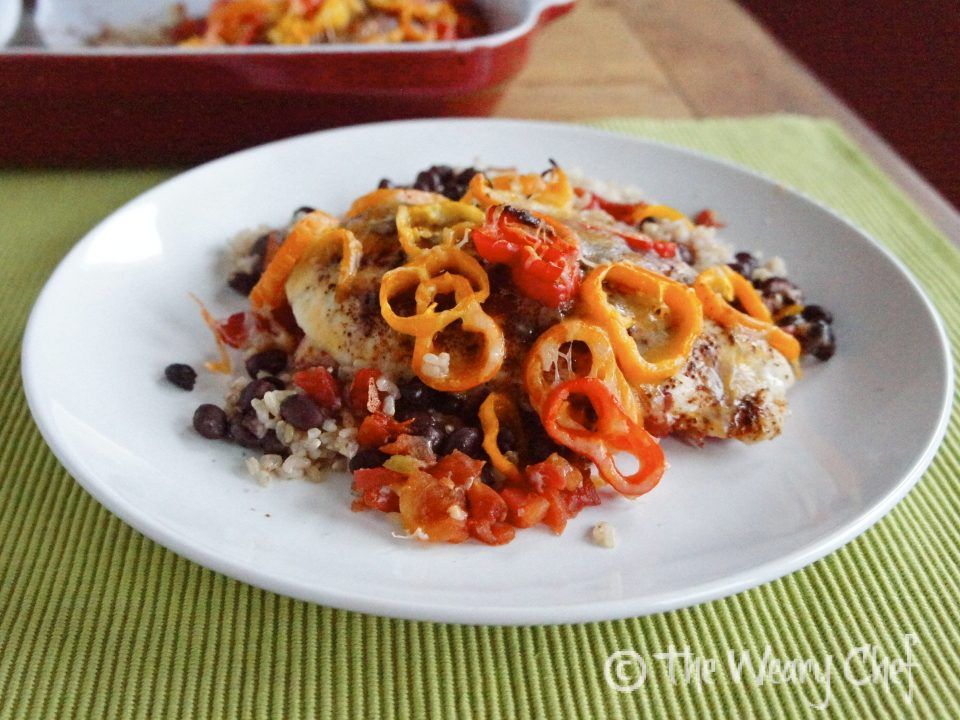 Layered Southwest Chicken Casserole - This easy one-dish meal takes only a few minutes to put together! #easyrecipe