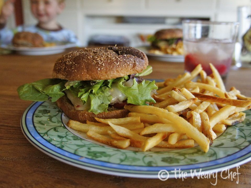 Easy Burger and Fries with the Fam