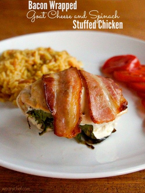 Bacon Wrapped Stuffed Chicken with Goat Cheese and Spinach - wearychef.com