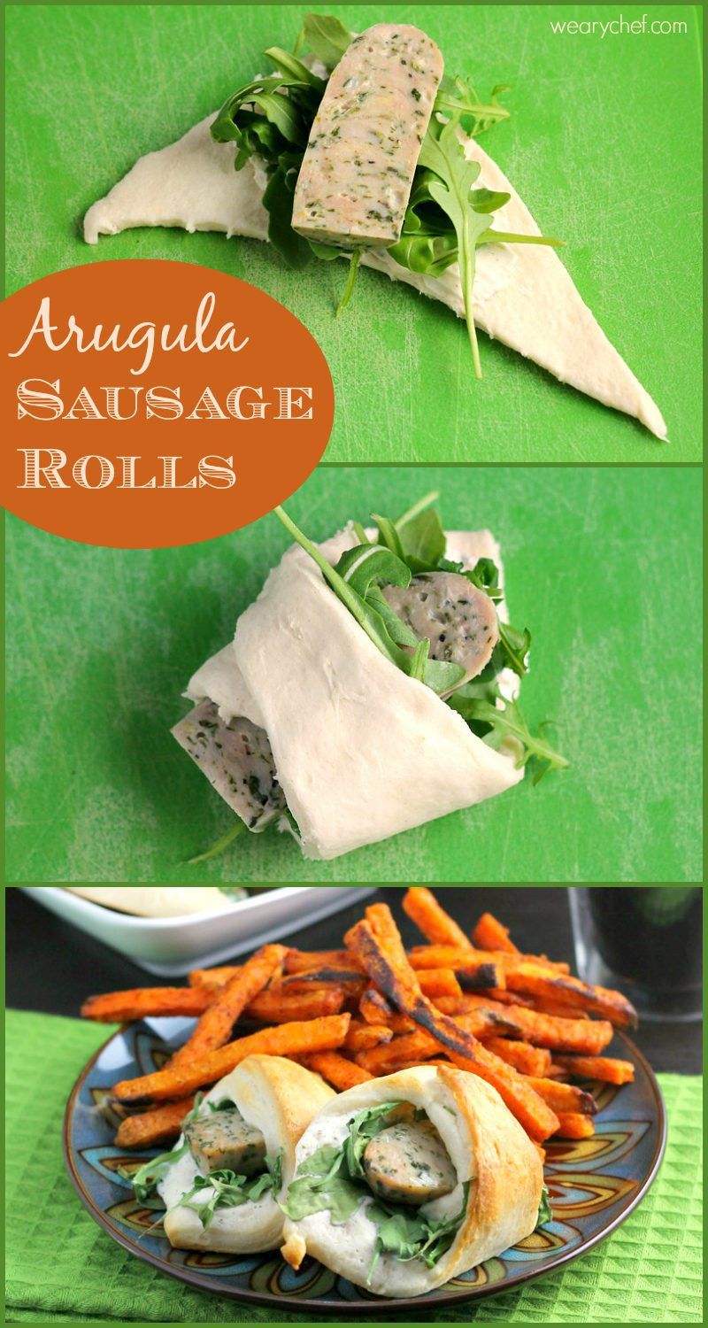 Sausage Rolls with Arugula - A fun and easy crescent roll recipe!