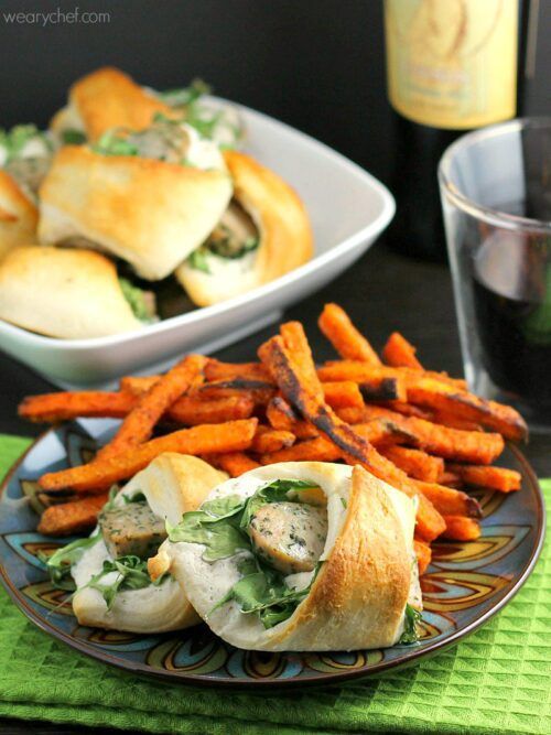 Sausage Rolls with Arugula - A fun and easy crescent roll recipe!