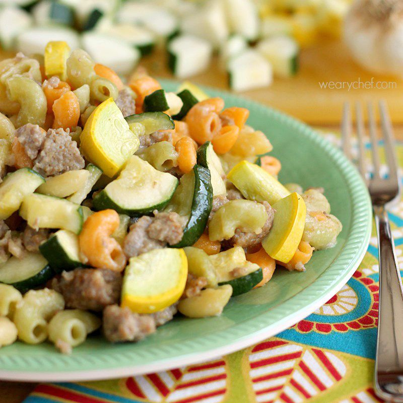 Skillet Sausage Pasta with Summer Vegetables - The Weary Chef