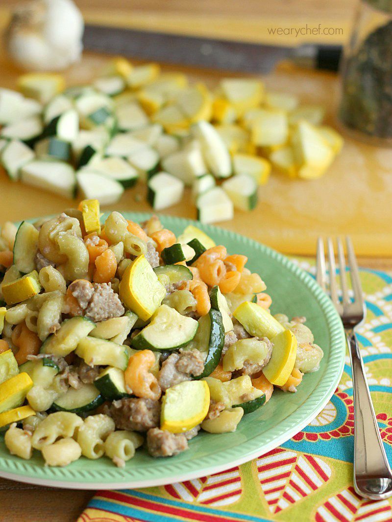 Skillet Sausage Pasta with Summer Vegetables - The Weary Chef