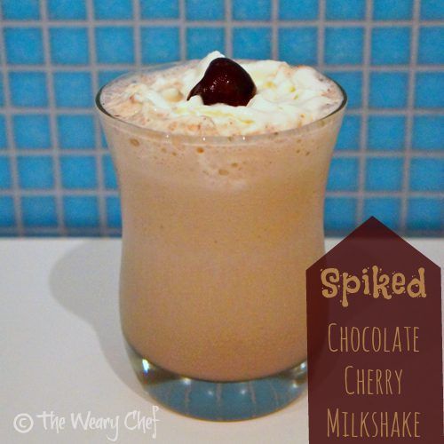 Spiked Cherry Chocolate Milkshake - Enjoy the taste of a chocolate covered cherry in this #dessert #cocktail! by @wearychef