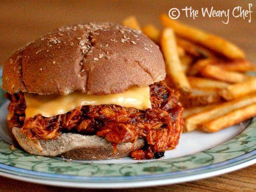 2-ingredient Slow Cooker BBQ Chicken with #Manwich | The Weary Chef