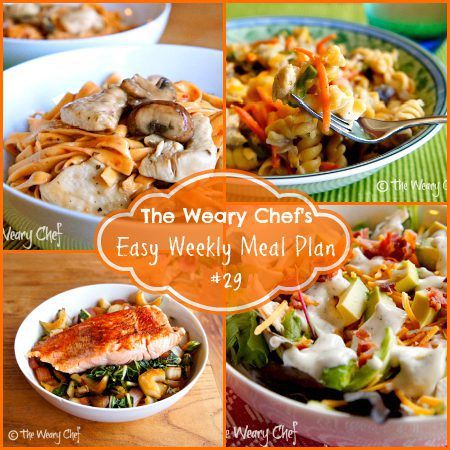 This easy weekly meal plan features seven of my favorite recipes that deserve more attention! Ranch Club Salad, Tuna Casserole from Scratch, Skillet Chicken Marsala, and lots more! #mealplanning