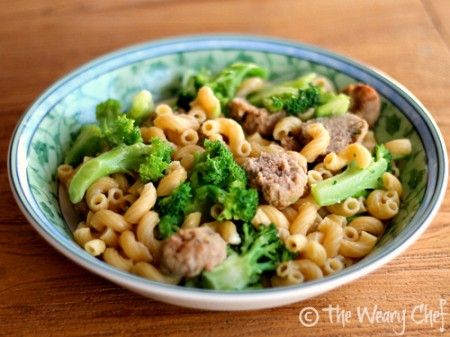 Easy kid friendly pasta dish with meatballs, broccoli, and parmesan | The Weary Chef