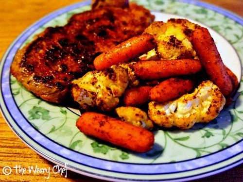 Stovetop Seared Steak with Roasted Cauliflower and Carrots | The Weary Chef