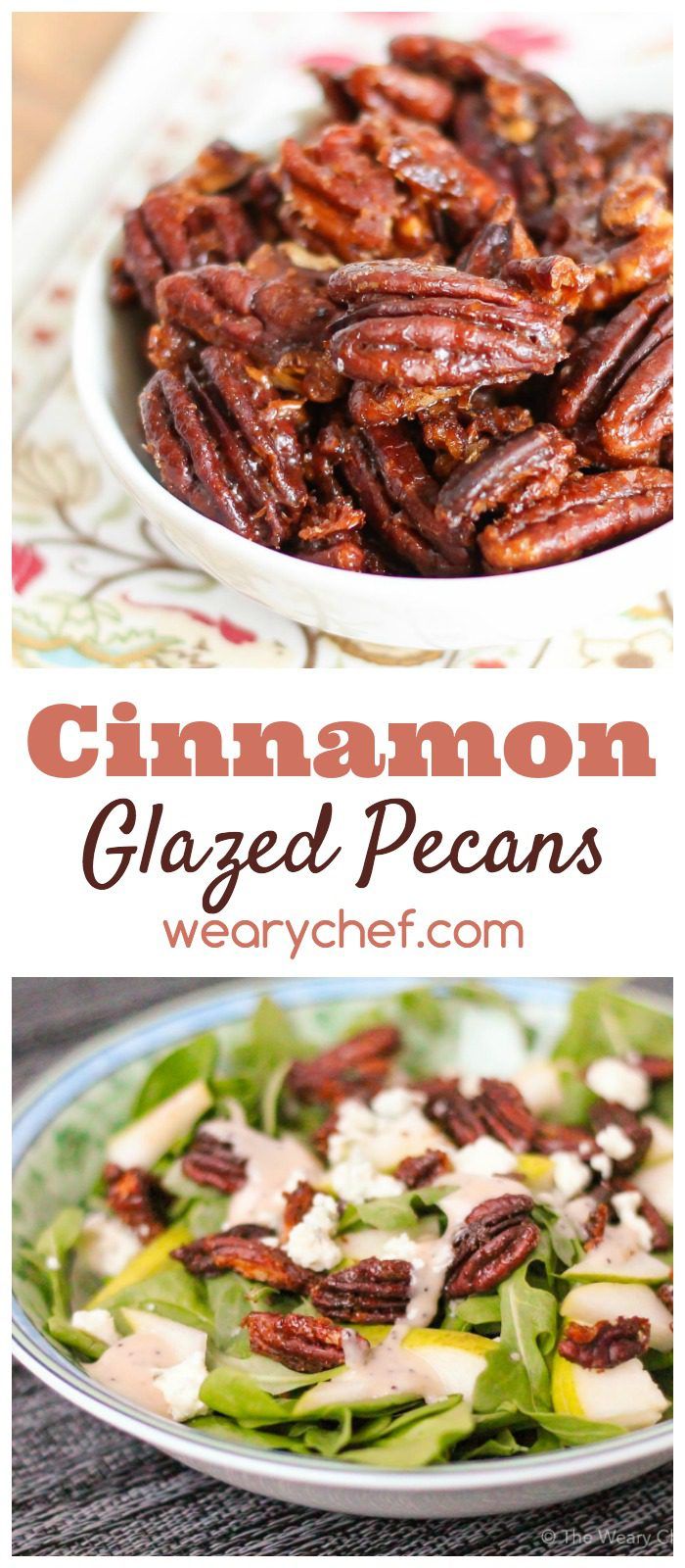 These easy glazed pecans with cinnamon and maple syrup are delicious!