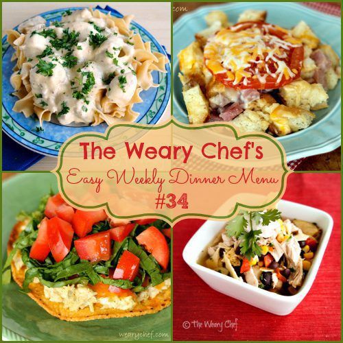 Easy Weekly Dinner Menu 34: Tuna Melt Tostadas, Ham and Cheese Sandwich Casserole, Fork Tender Steaks, and lots more! #mealplanning #easyrecipes