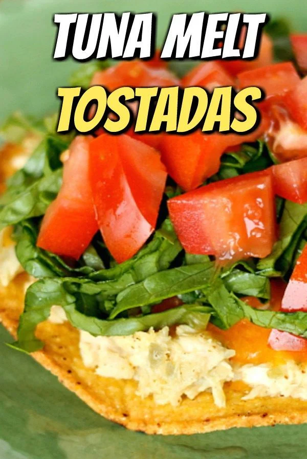 Try this fun, crunchy twist on tuna melts, and you'll never go back to plain old sandwiches! This dinner recipe is very quick and easy and gluten free!! #tunamelt #tunasalad #tostada #glutenfree #easyrecipe #thewearychef