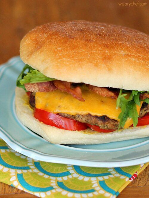 Bacon Cheddar Ranch Burgers - wearychef.com