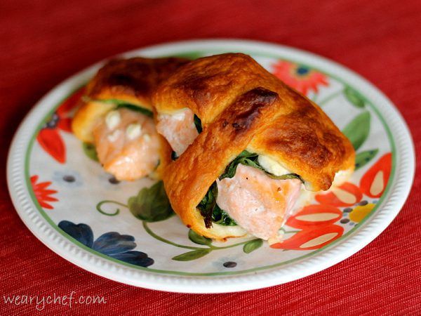 Salmon Crescent Rollups with Spinach and Feta | The Weary Chef