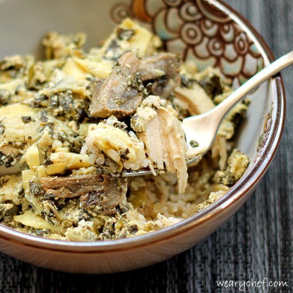 Slow Cooker Chicken with Artichokes and Spinach | The Weary Chef