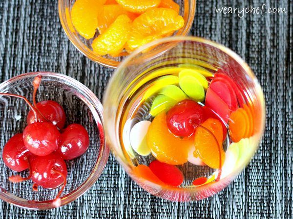 Old Fashioned Cocktail with Mandarin Oranges and cherries