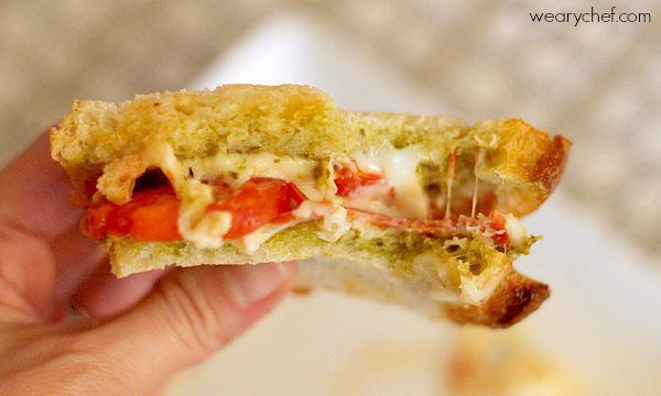 Pesto Pizza Grilled Cheese Sandwiches