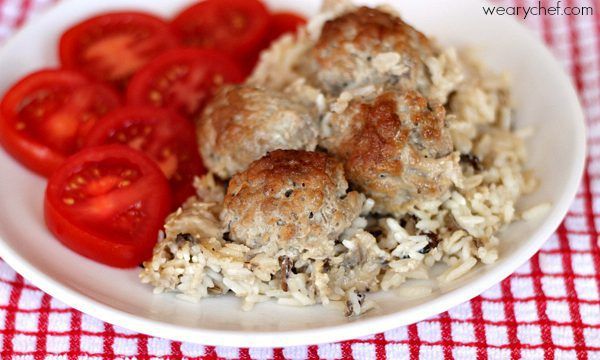 Oven-Baked Meatballs with Rice and Gravy Recipe