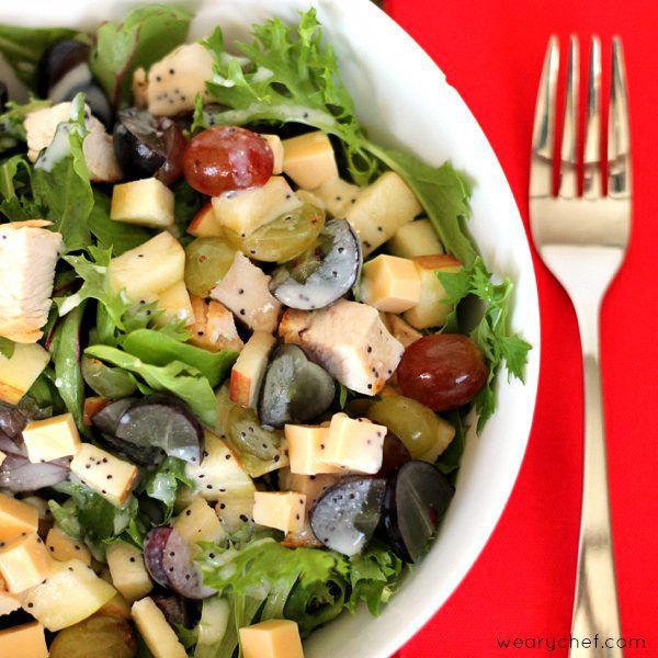 Smoked gouda, savory chicken, and tart grapes make this easy dinner salad irresistible!