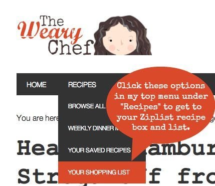 The Weary Chef Ziplist Demo: Nav Menu Shortcut