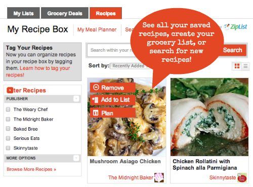 The Weary Chef Ziplist Demo: Recipe Box Tools