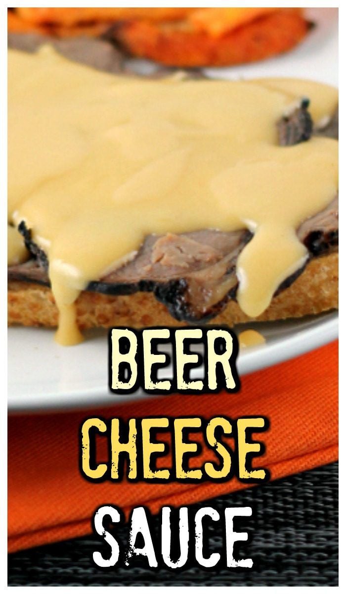 Easy Beer Cheese Sauce made with sharp cheddar cheese is perfect over roast beef or for dipping fries! #beer #cheese #sauce #dip #thewearychef