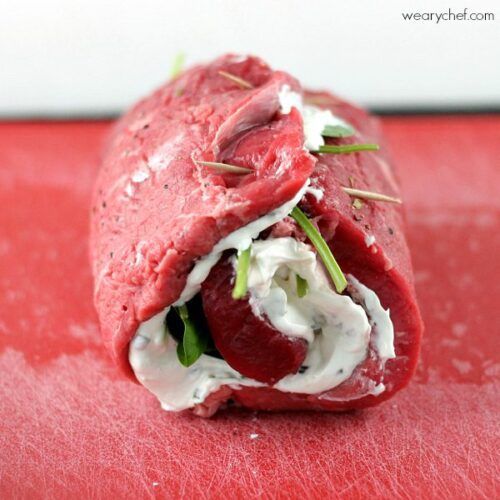 Spinach and Cream Cheese wrapped with steak