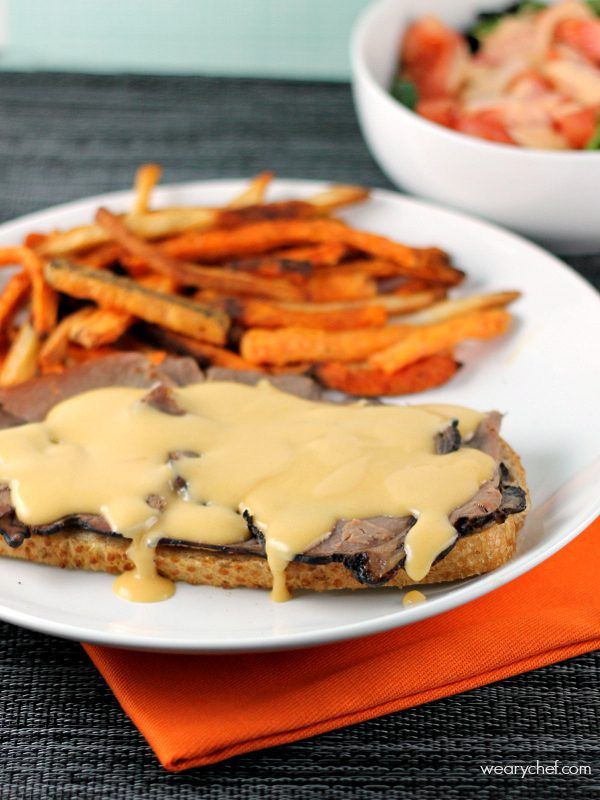 Easy Beer Cheese Sauce made with sharp cheddar cheese is perfect over roast beef or for dipping fries! #beer #cheese #sauce #dip #thewearychef