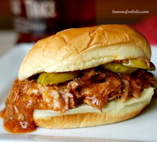 Slow Cooker Bourbon Pulled Pork by Lemons for Lulu