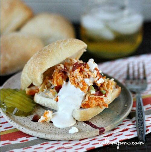 Slow Cooker Buffalo Chicken Sliders by Call Me PMC