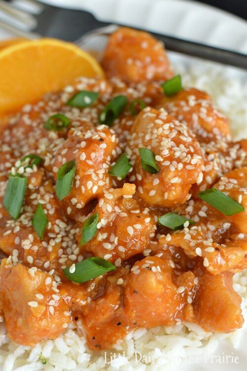 Slow Cooker Skinny Orange Chicken by Little Dairy on the Prairie