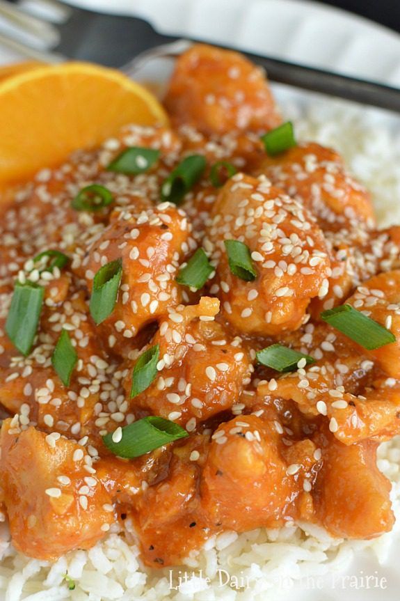 Slow Cooker Skinny Orange Chicken by Little Dairy on the Prairie