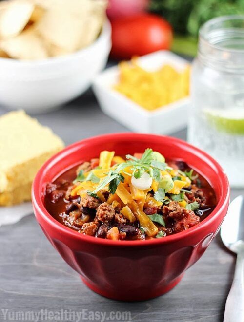 The Best Ever Slow Cooker Turkey Chili by Yummy Healthy Easy