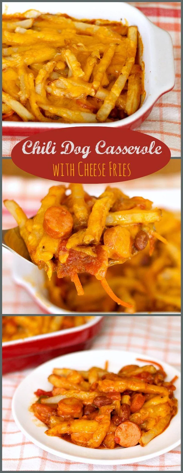 Chili Dog Casserole with Cheese Fries - The Weary Chef