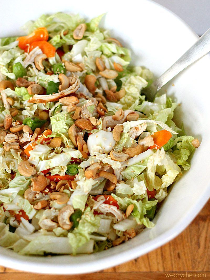 Healthy Chinese Chicken Salad with Sesame Dressing - The Weary Chef