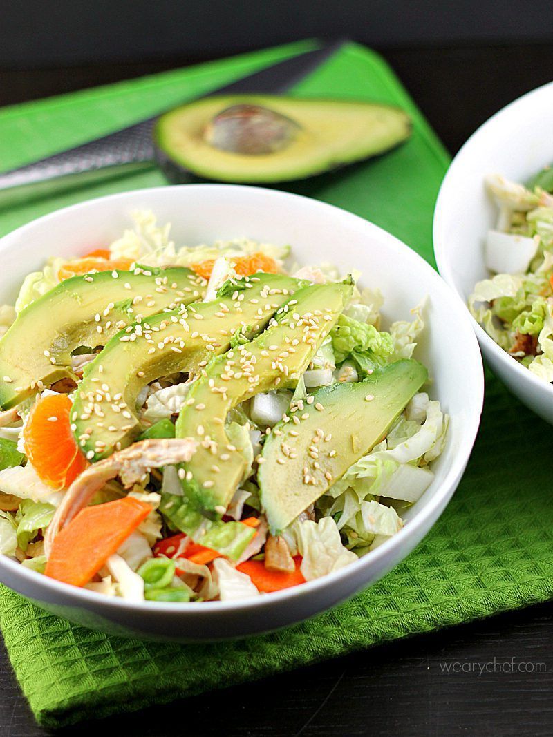 Healthy Chinese Chicken Salad With Sesame Dressing The Weary Chef