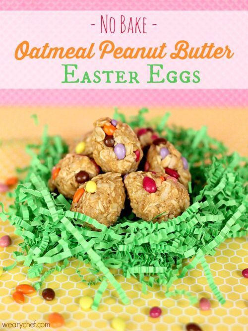 Oatmeal Peanut Butter Easter Eggs: A healthy, easy no-bake recipe! #easter #peanutbutter #nobake