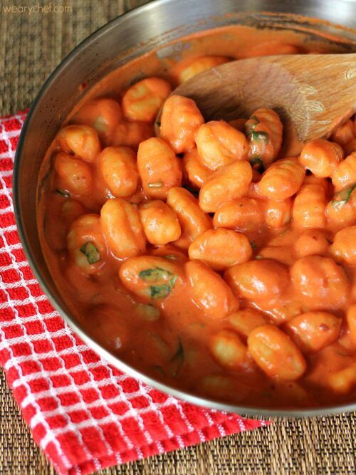 Quick Gnocchi in Easy Tomato Cream Sauce featuring Rondelé Cheese #sponsored