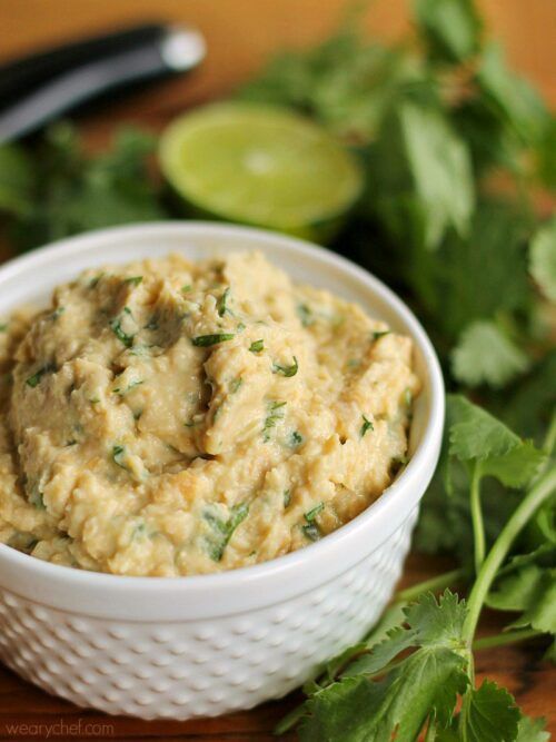 Cilantro Lime Hummus - No food processor required!